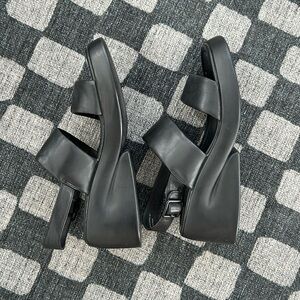 Black Camper wedge sandals